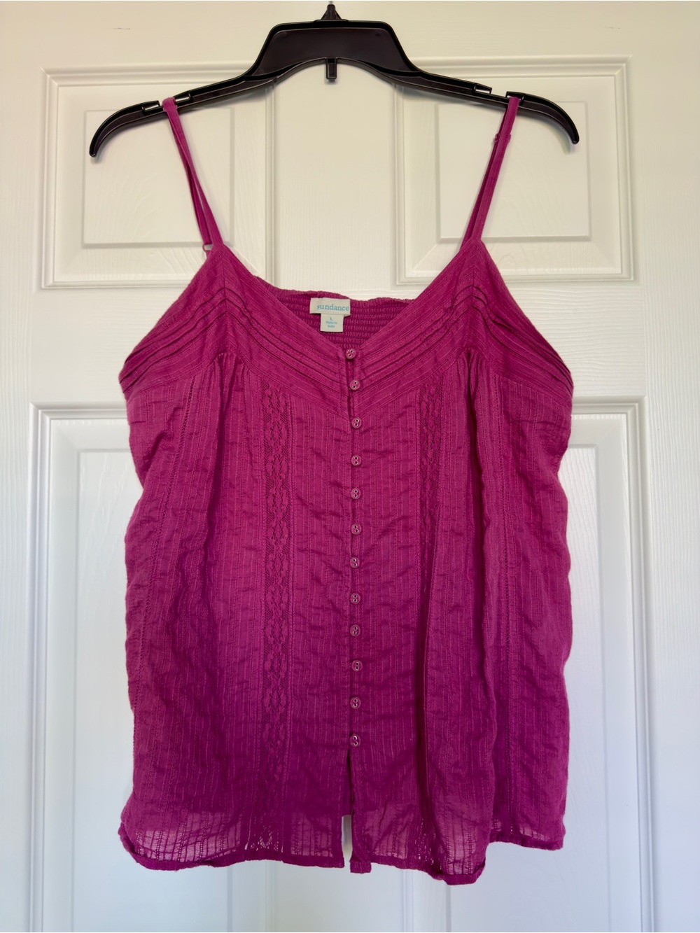Sundance Fuchsia Button-Front Spaghetti Strap Camisole